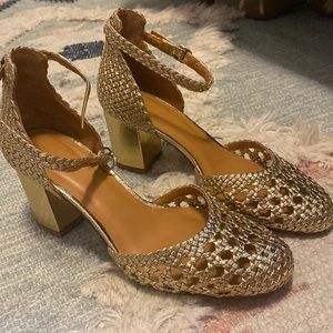 Sezane gold heels